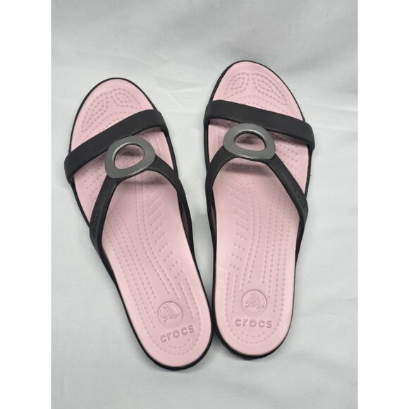 Crocs Sanrah Matte Circle Slide Sandal Women's Size 9 Espresso/Petal Pink - Picture 10 of 13